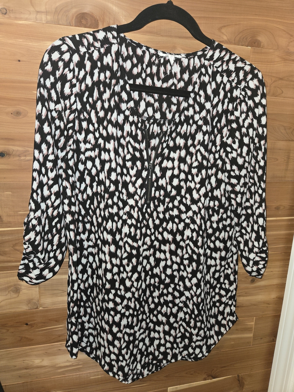 Maurice's Black and White Printed Women's Blouse - Lightweight 3/4 Sleeve